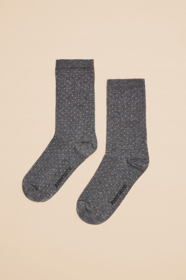 Womensecret Lange Socken Baumwolle Punkte Grau Grau