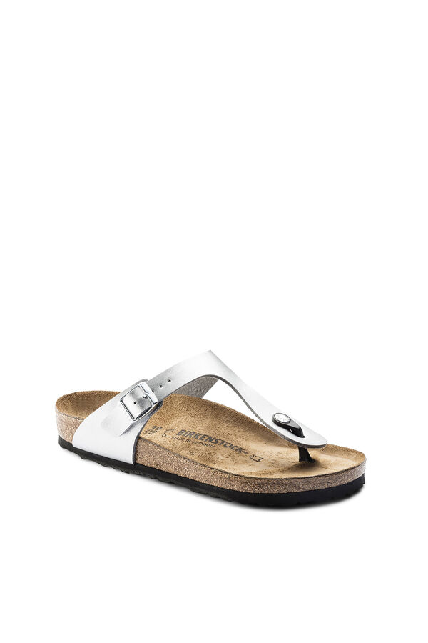Womensecret Silver buckle detail thong sandals gris