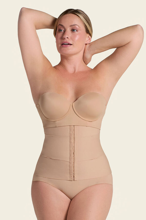 Leonisa Faja cinturilla de control moderado con bandas anat&oacute;micas beige