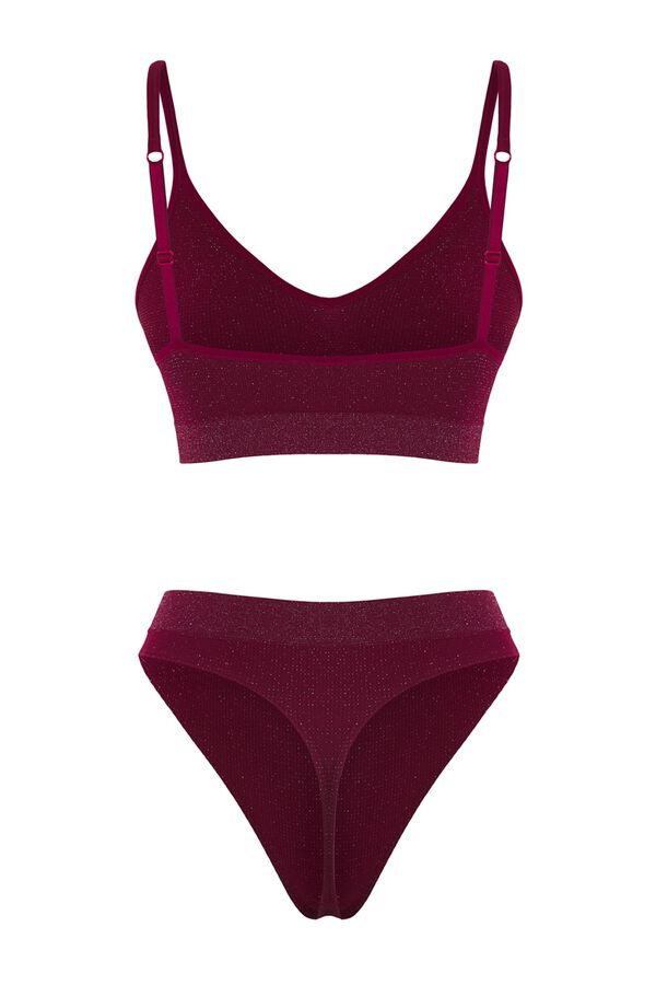 Trendyol Conjunto de lencer&iacute;a bralette brillo burdeos