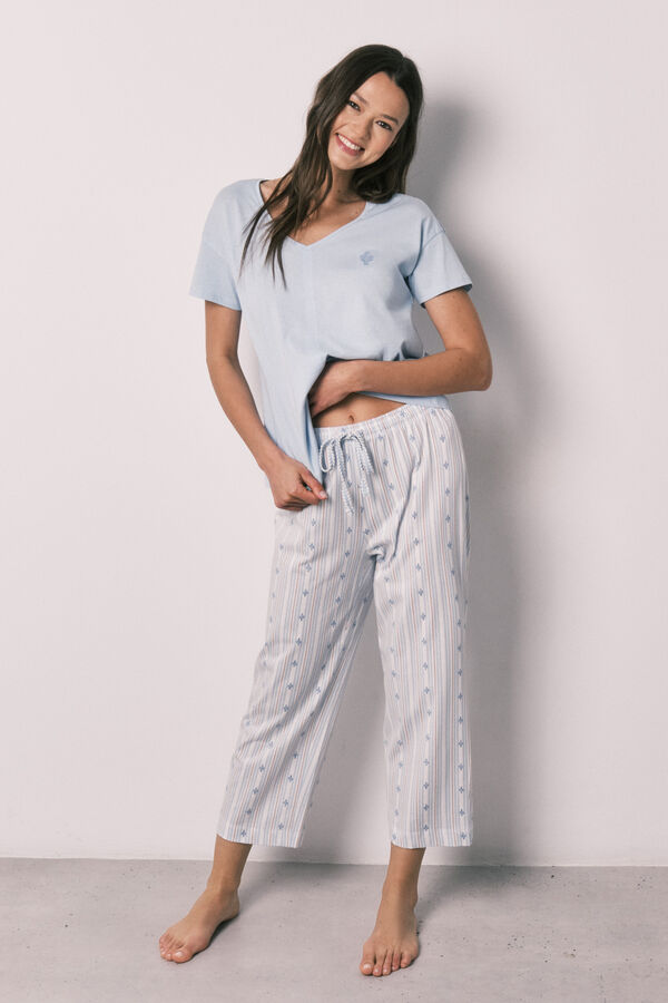 Women'secret Blue cotton capri pyjamas blue
