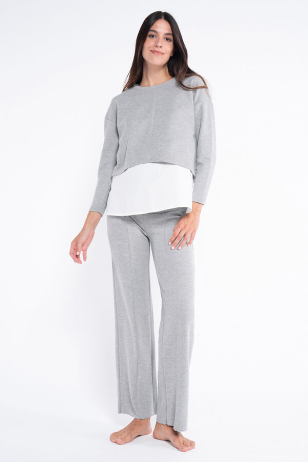 Ohma! Jersey de lactancia con camisa falsa gris