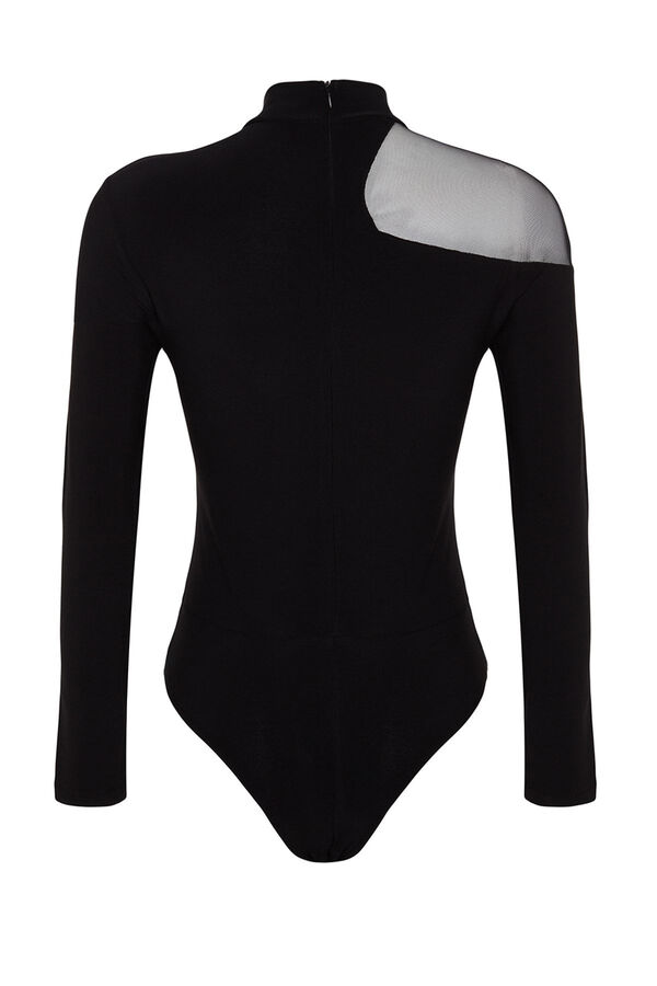 Trendyol Black transparent tulle body with details  Schwarz