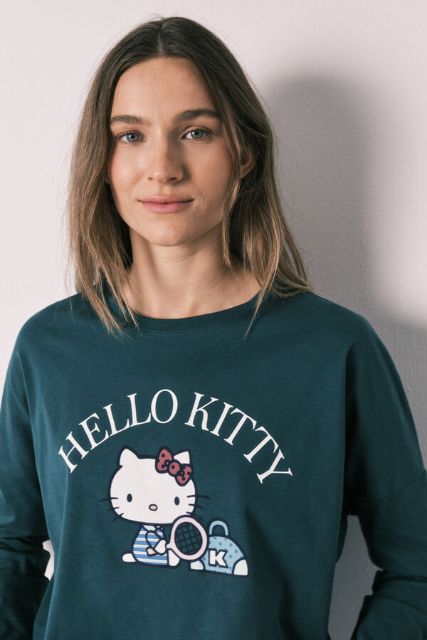 Women'secret Pyjama long Hello Kitty en coton vert vert
