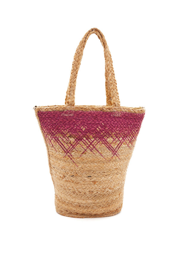 Womensecret Large Summer Song raffia basket bag with fuchsia gradient rózsaszín