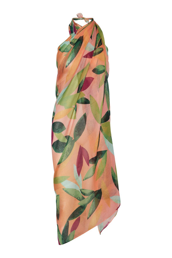 Pieces Pareo de flores tropicales gris