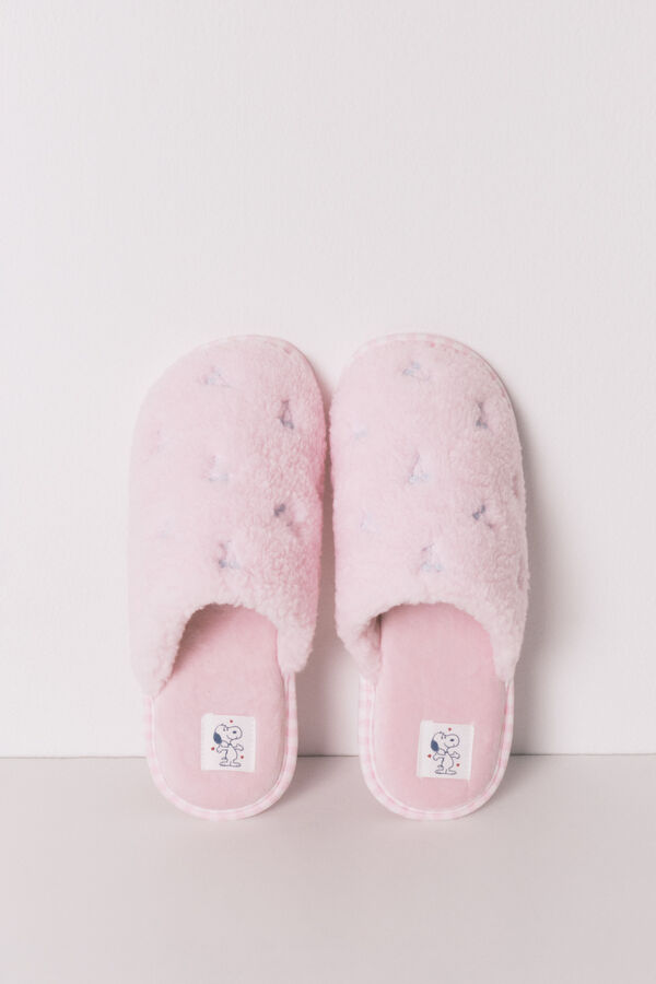 Women'secret Faux shearling Snoopy slippers pink