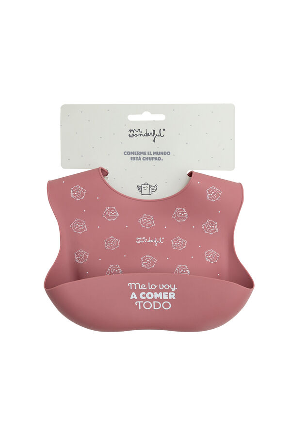 Mr. Wonderful Babero de silicona rosa Me lo voy a comer todo estampado