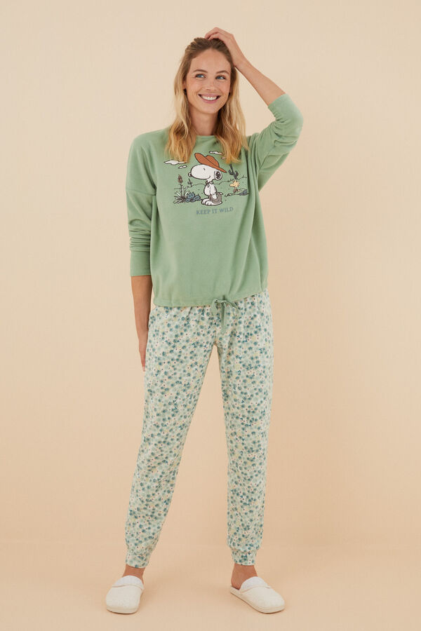 Womensecret Pijama polar do Snoopy em verde verde