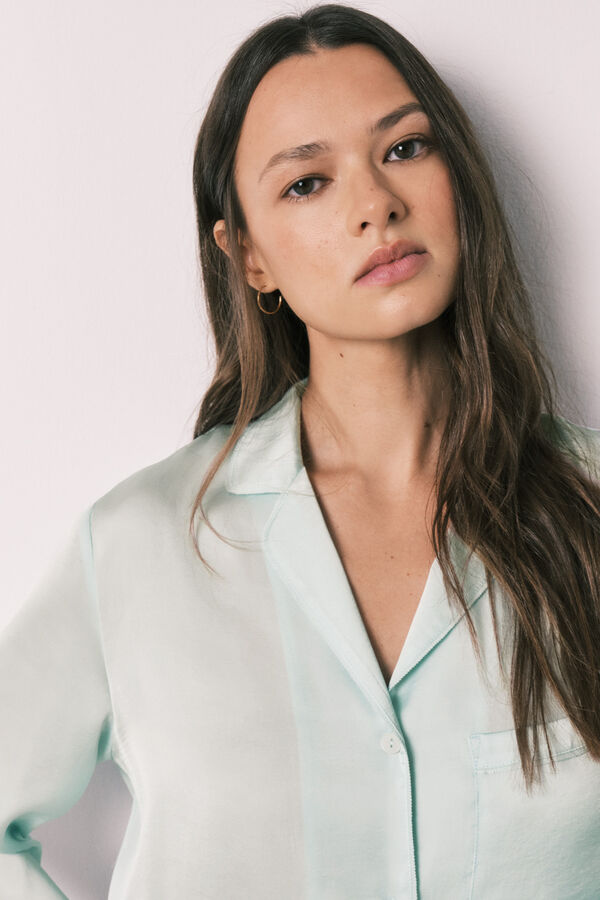 Women'secret Green satin classic long pyjamas green