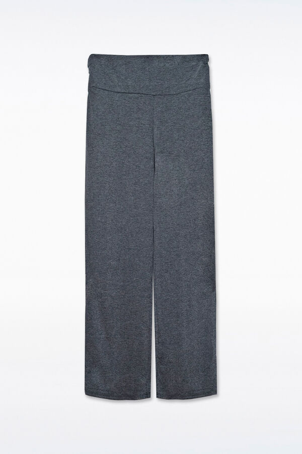 Ohma! Cal&ccedil;as b&aacute;sicas maternity largas de malha cinzento