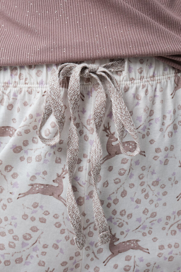 Women'secret Deer print long pyjamas nude