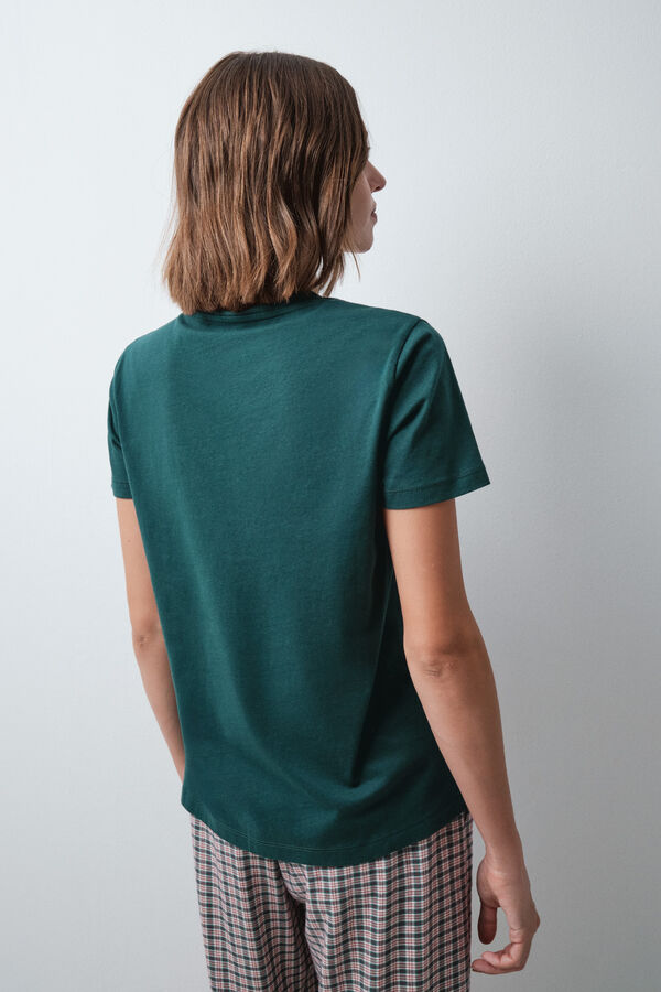 Women'secret Green cotton short sleeve T-shirt green