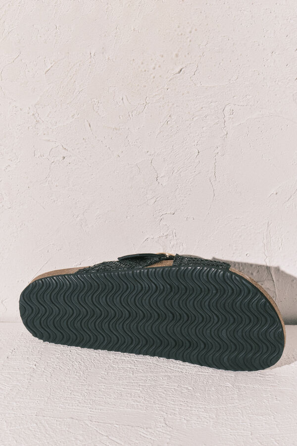 Women'secret Black crossed straps bio sandals black