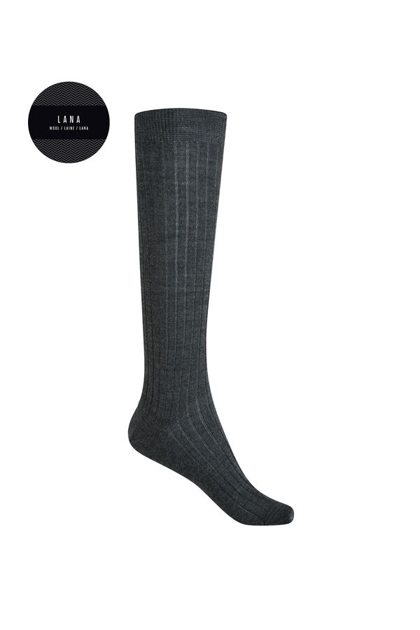 Punto Blanco Calcetines altos de lana gris