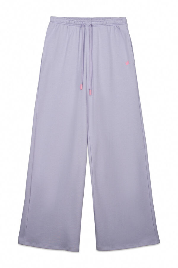 HI&BYE Ljubičaste pli&scaron;ane duge zvonaste pantalone Plava