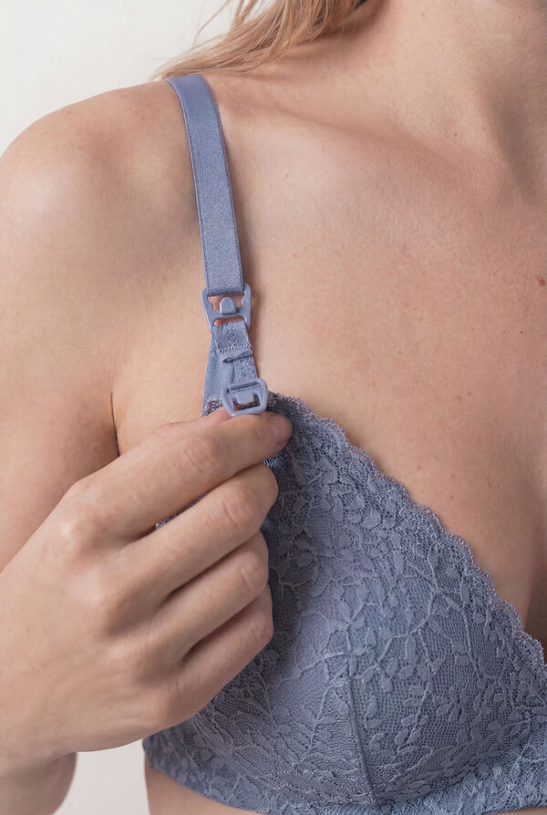 Women'secret Blue lace padded triangle maternity bra LOVELY blue