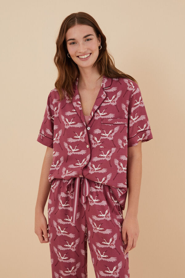 Womensecret Pijama camisero estampado garzas Moniquilla rosa