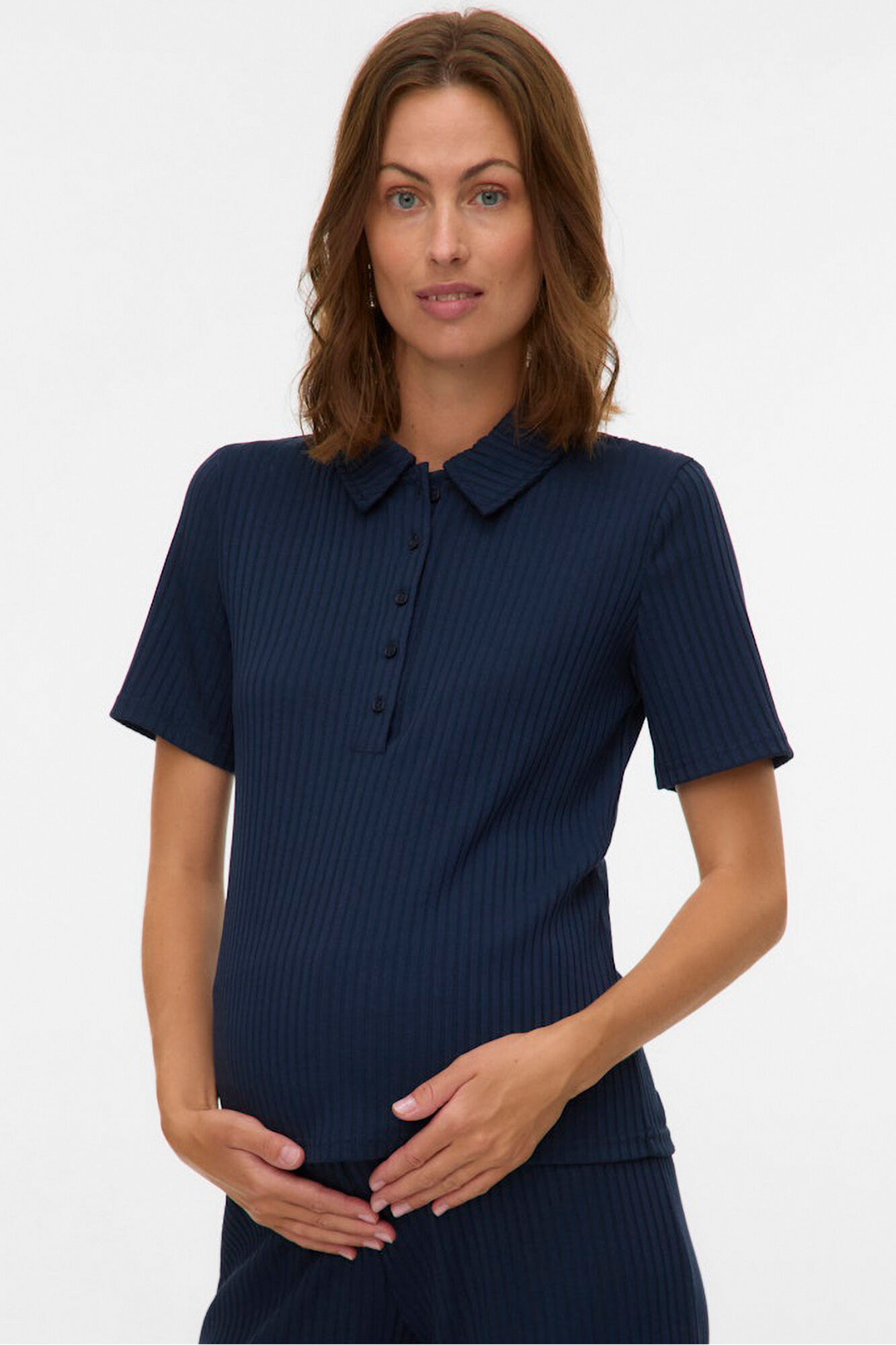 Mamalicious Kurzarm-Poloshirt Maternity und Stillzeit