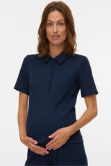 Mamalicious Short sleeve maternity and nursing polo shirt blue