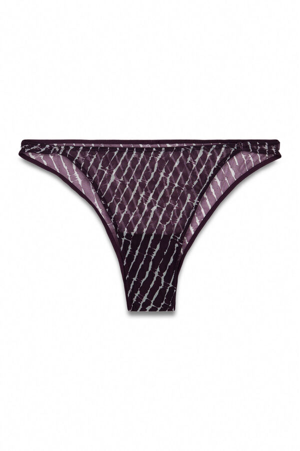 Women'secret Burgundy tulle printed Brazilian panty brown