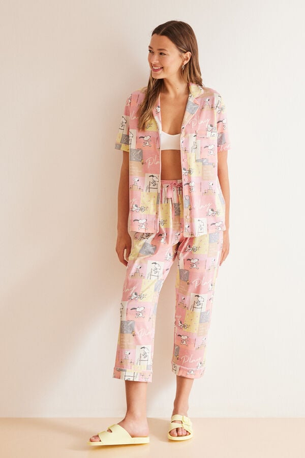 Womensecret Pijama camisero 100% algodão "Play" rosa