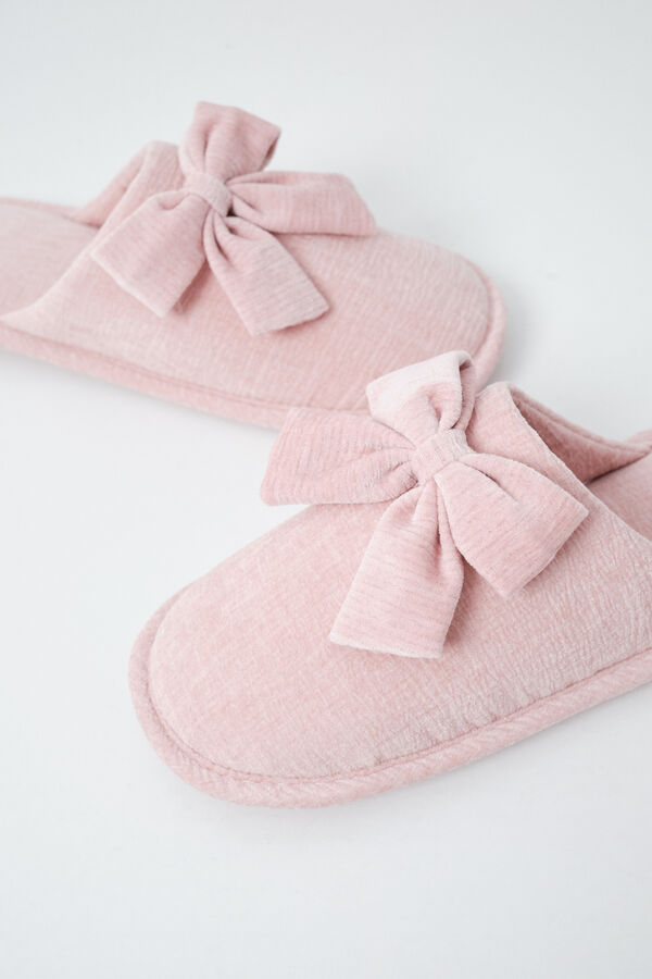 Women'secret Pink velvet bow slippers pink
