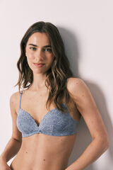 Women'secret Blue padded lace triangle bra CHARMING blue