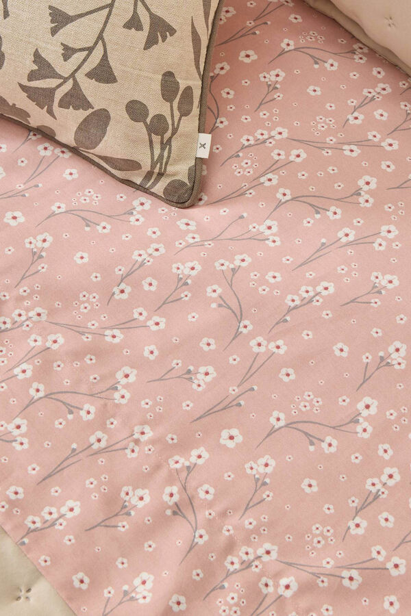 Womensecret Floral sateen cotton sheet pink