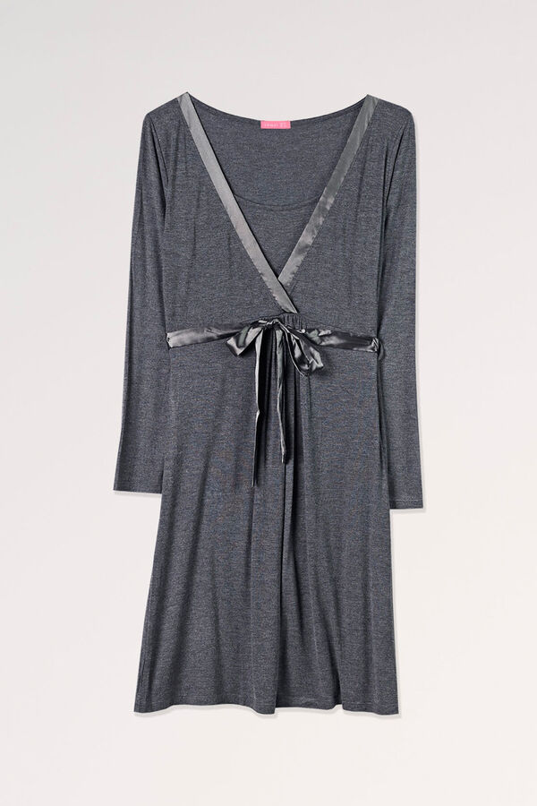 Womensecret Nursing nightgown with satin belt grey