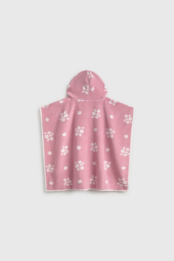 Textura Floral poncho towel pink