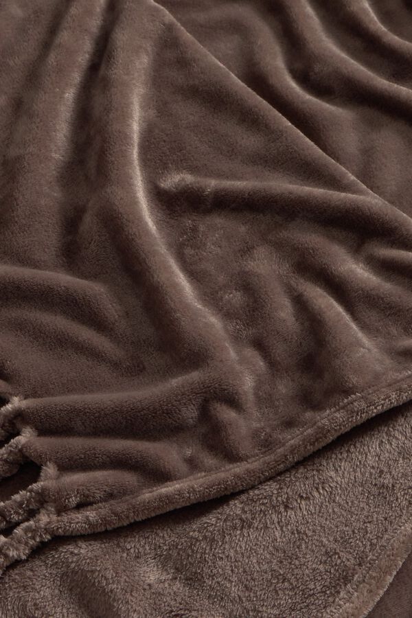 Textura Fleece fringed blanket nude