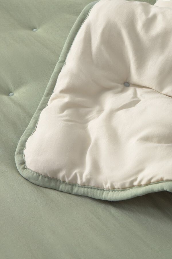 Textura Reversible embroidered polka-dot duvet green