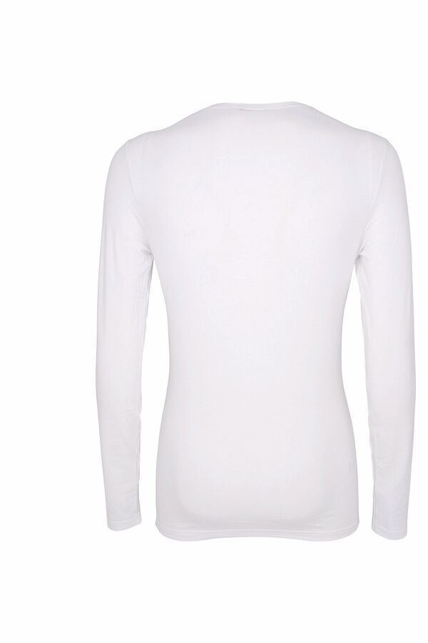 Womensecret Men's thermal round neck long-sleeved T-shirt Weiß