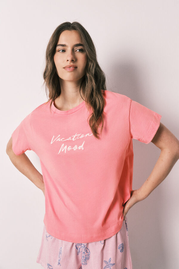 Women'secret Pink cotton short pyjamas pink