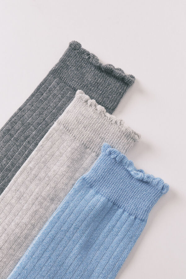 Women'secret Blue lurex long socks 3-pack printed