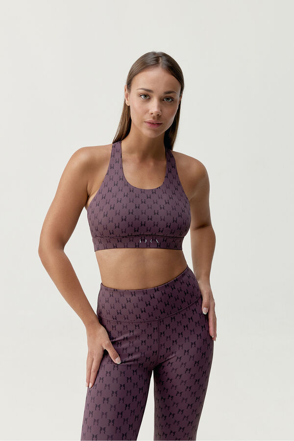 Born Living Yoga Sujetador top deportivo Monogram morado  burdeos