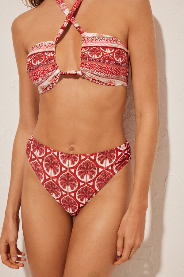 Womensecret Klasicni visoki donji dio bikinija crvene boje Bordo