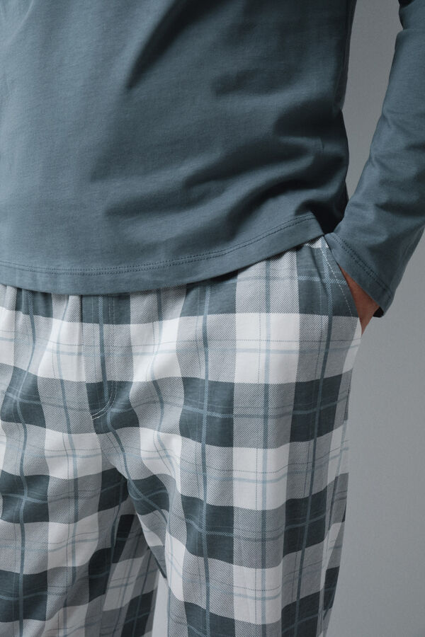 Women'secret Green cotton plaid long pyjamas green