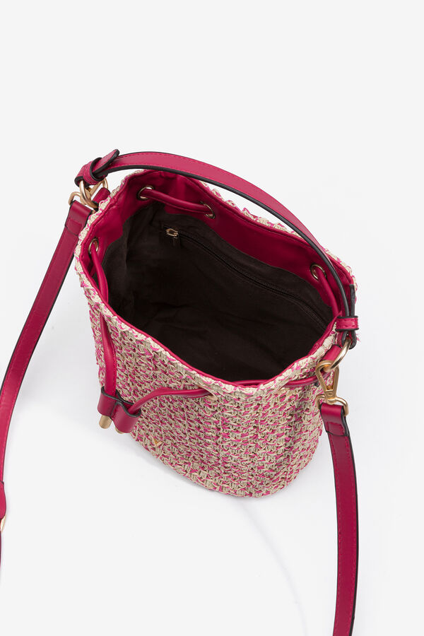 Womensecret Straw Effect Bucket Bag pink