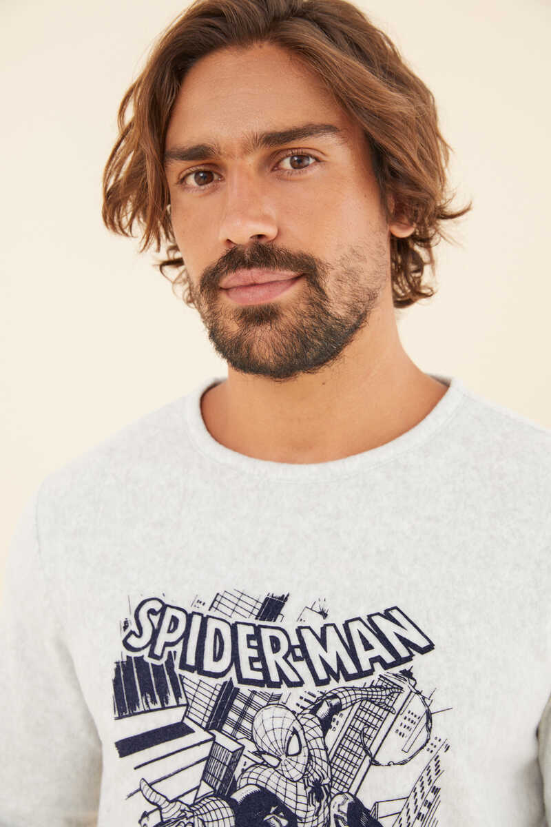 Womensecret Pijama polar comprido Spider-Man para homem cinzento