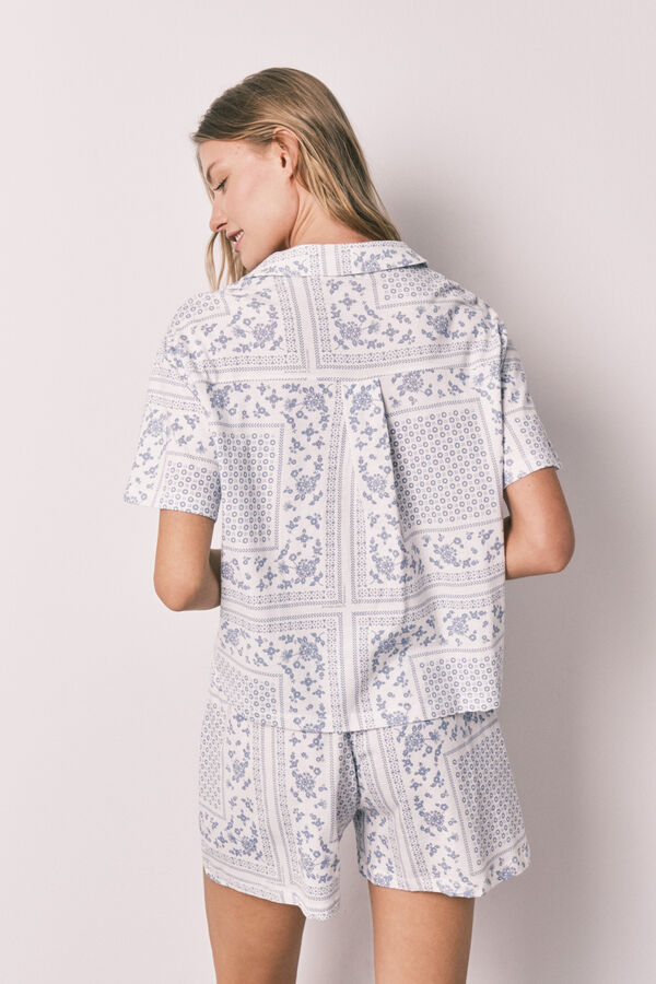 Women'secret Bandana print cotton short classic pyjamas blue