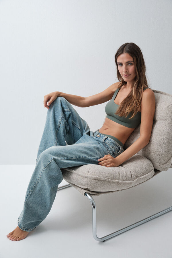 Women'secret Green microfibre foam top bra green