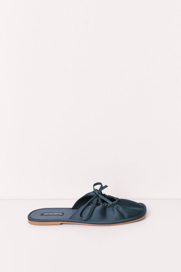 Women'secret Zapatillas casa sat&eacute;n azul verde
