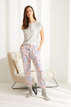 Womensecret Pink floral cotton jogger bottoms brown