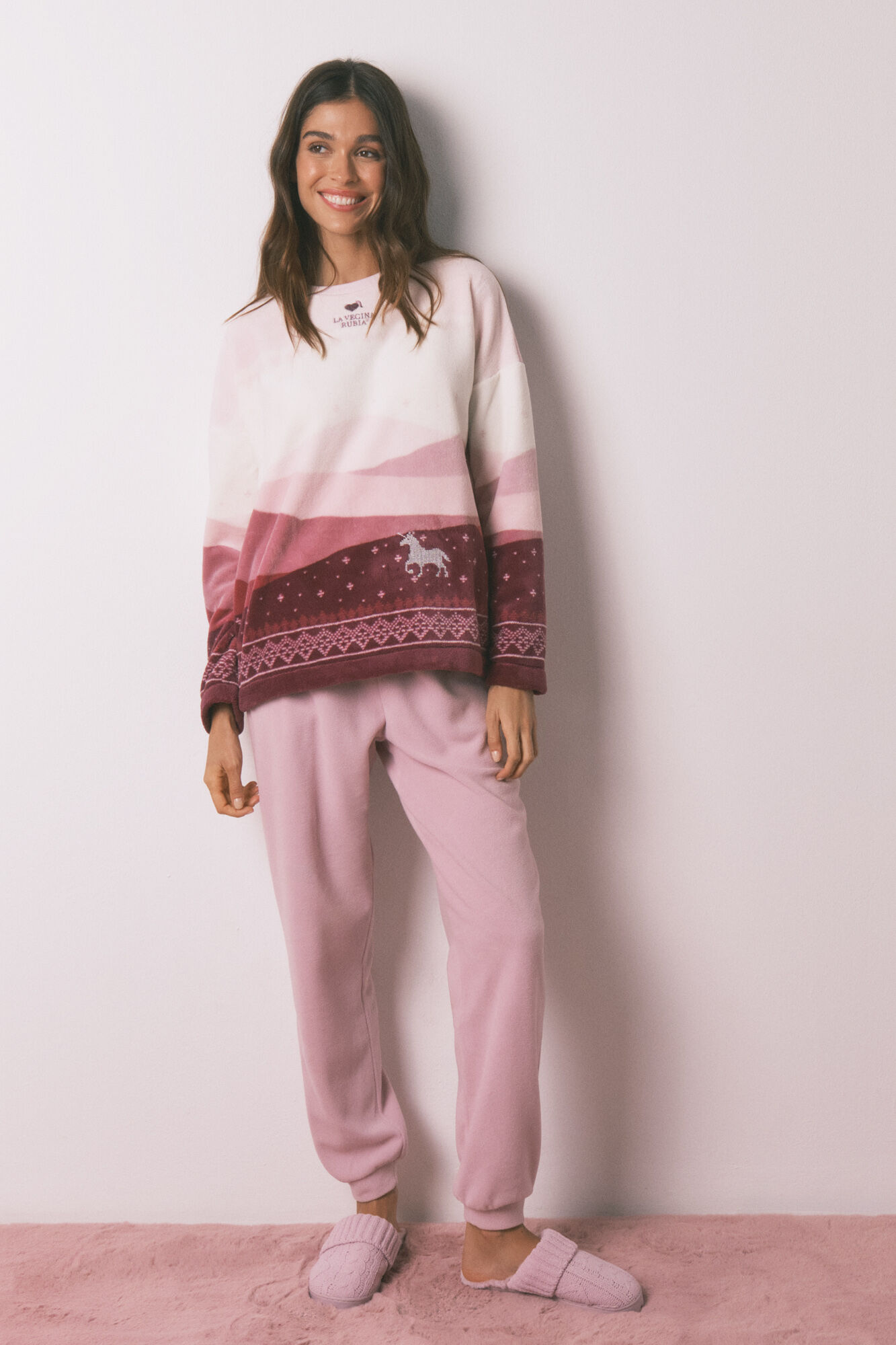 Women'secret Pijama largo polar La Vecina Rubia 