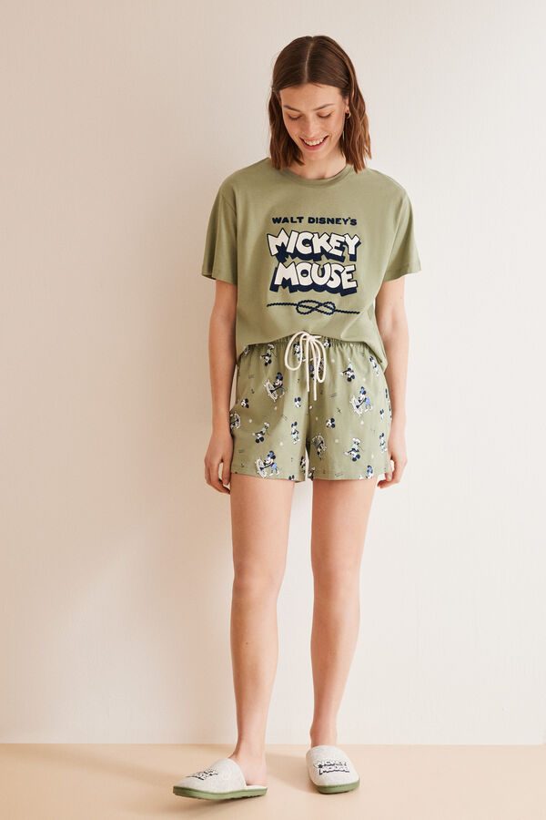 Womensecret Pidžama od 100% pamuka sa motivom Mickey Mouse Zelena