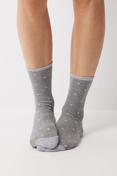 Womensecret Long gray dotted socks grey