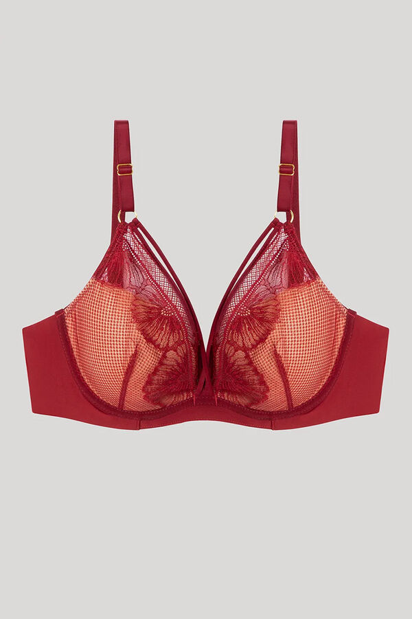 Gisela Floral lace bra with push-up effect burgundy