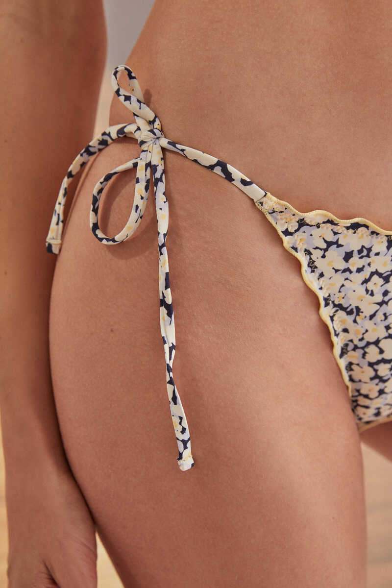 Womensecret White printed side-tie bikini bottoms printed